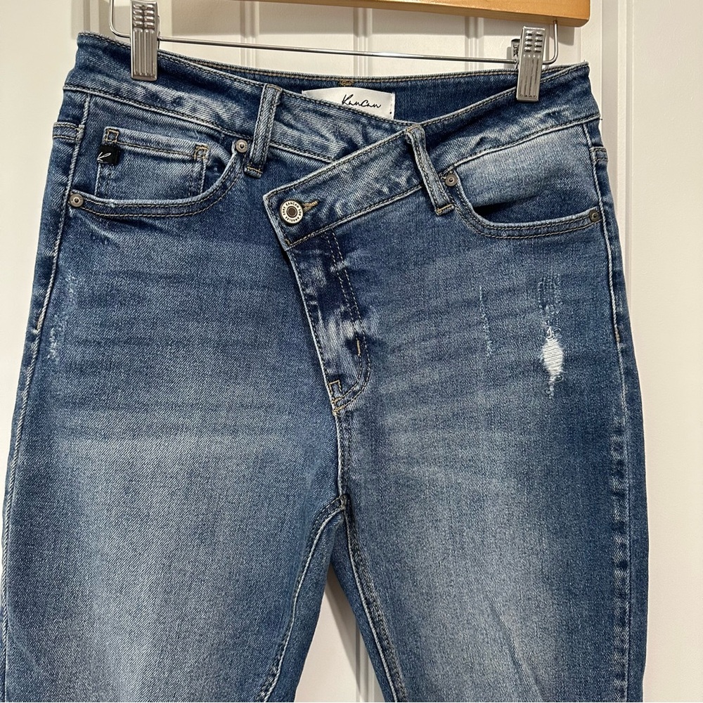 KanCan Medium Blue Distressed Cropped Jeans - Picture 3 of 6